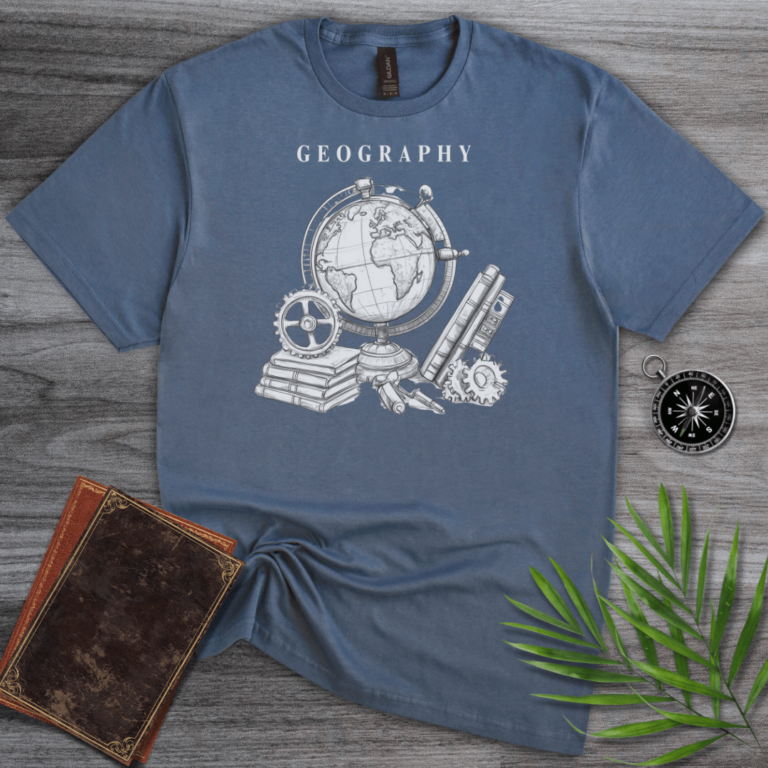 T-Shirt Heather Indigo / S Geography Illustration Graphic T-Shirt