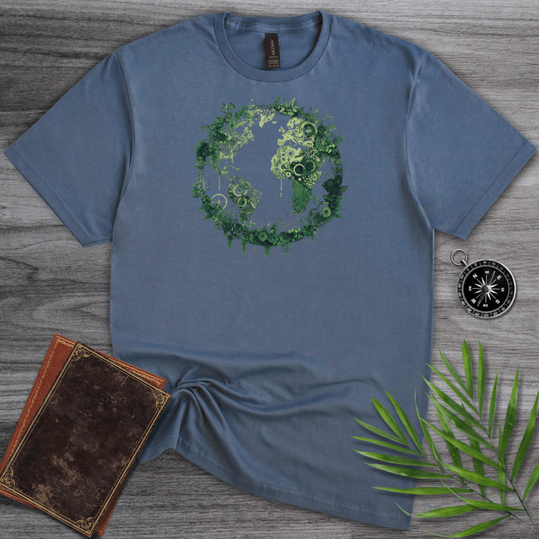 T-Shirt Heather Indigo / S Green Continents Graphic T-Shirt