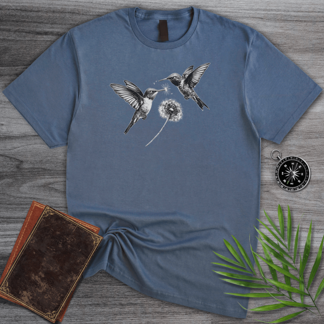 T-Shirt Heather Indigo / S Hummingbird Dandelion Wishes T-Shirt