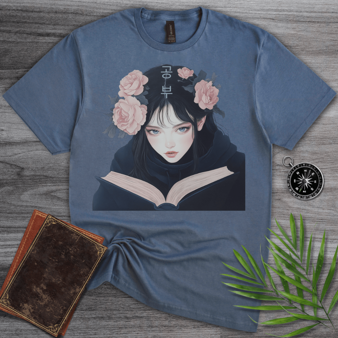 T-Shirt Heather Indigo / S Korean Study Girl Graphic T-Shirt