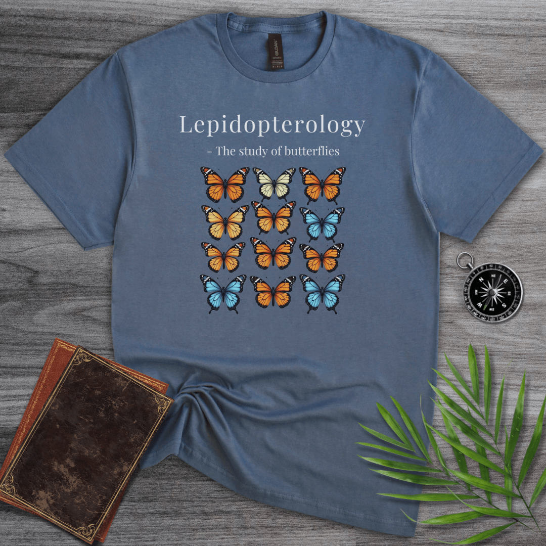 T-Shirt Heather Indigo / S Lepidopterology: The study of butterflies T-Shirt