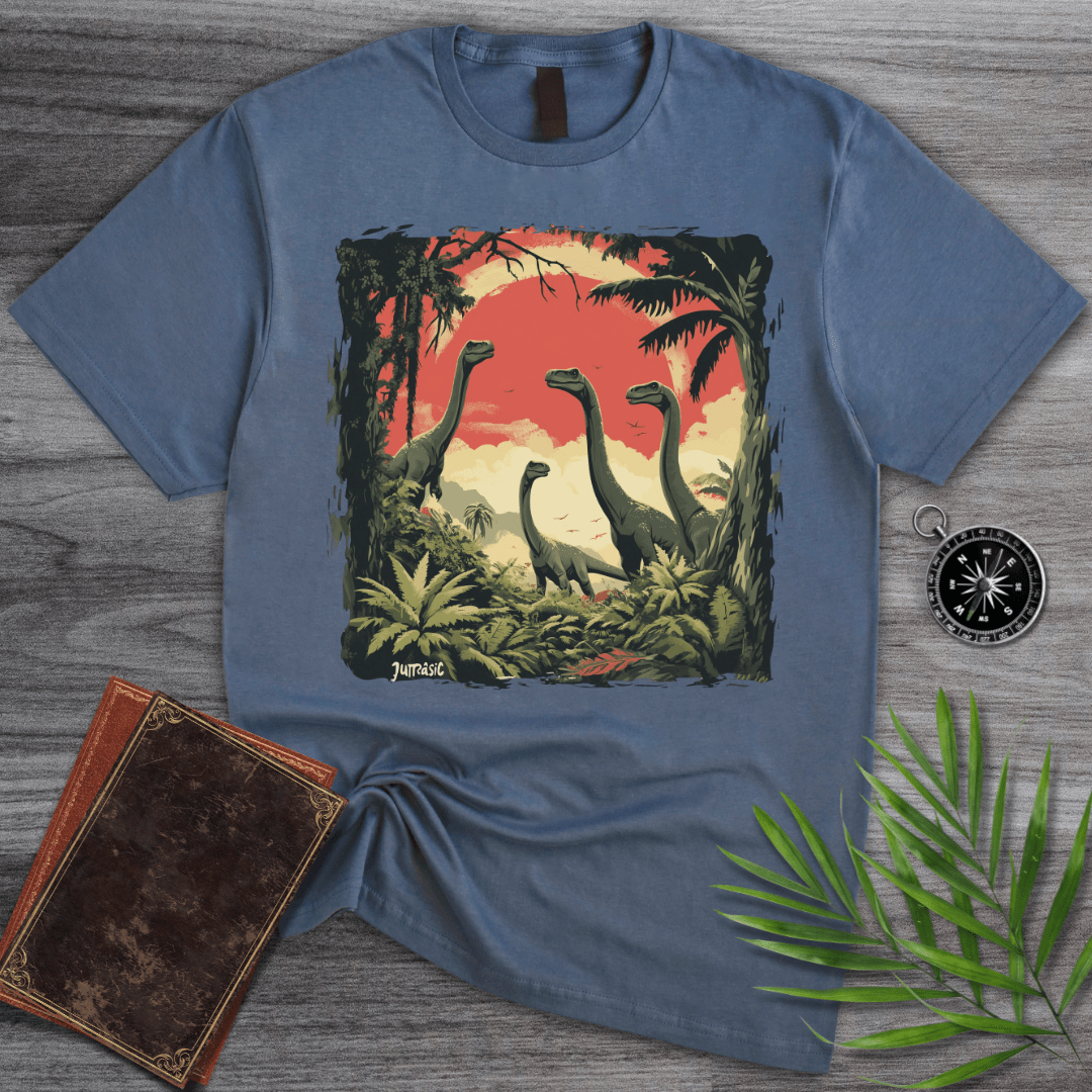 T-Shirt Heather Indigo / S Longneck Dinosaur Jurassic Family T-Shirt