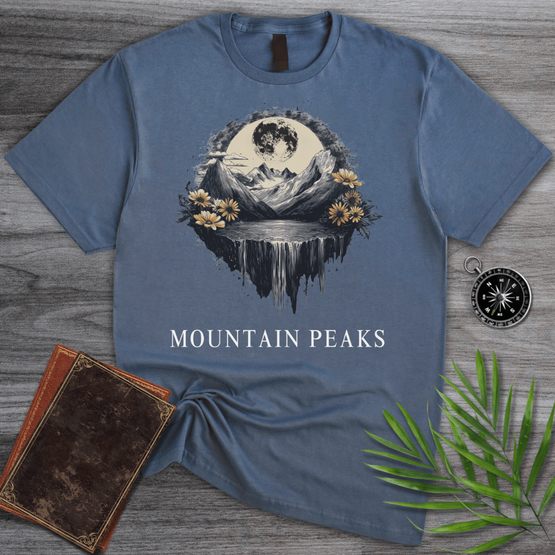 T-Shirt Heather Indigo / S Lunar Mountain Peaks T-Shirt