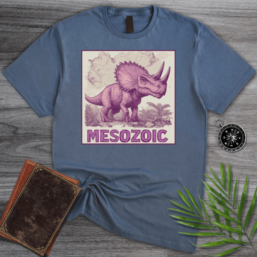 T-Shirt Heather Indigo / S Mesozoic Triceratops Dinosaur Environment T-Shirt