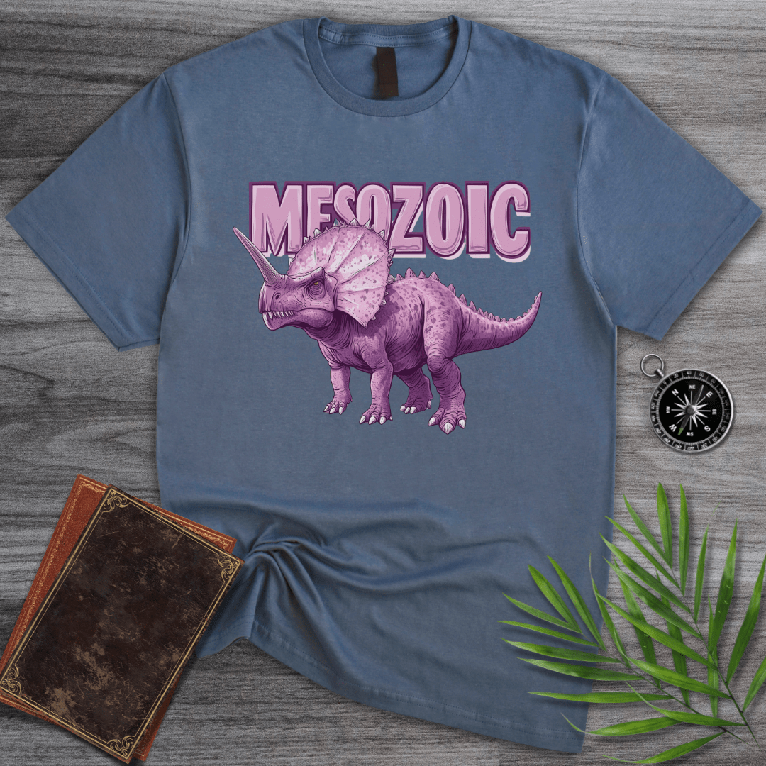 T-Shirt Heather Indigo / S Mesozoic Triceratops Vintage T-Shirt