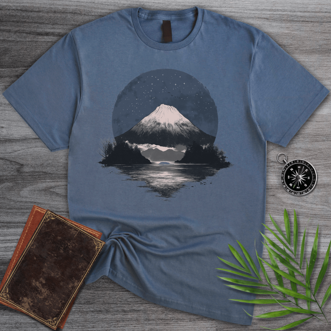T-Shirt Heather Indigo / S Midnight Volcanic Lake Reflection T-Shirt