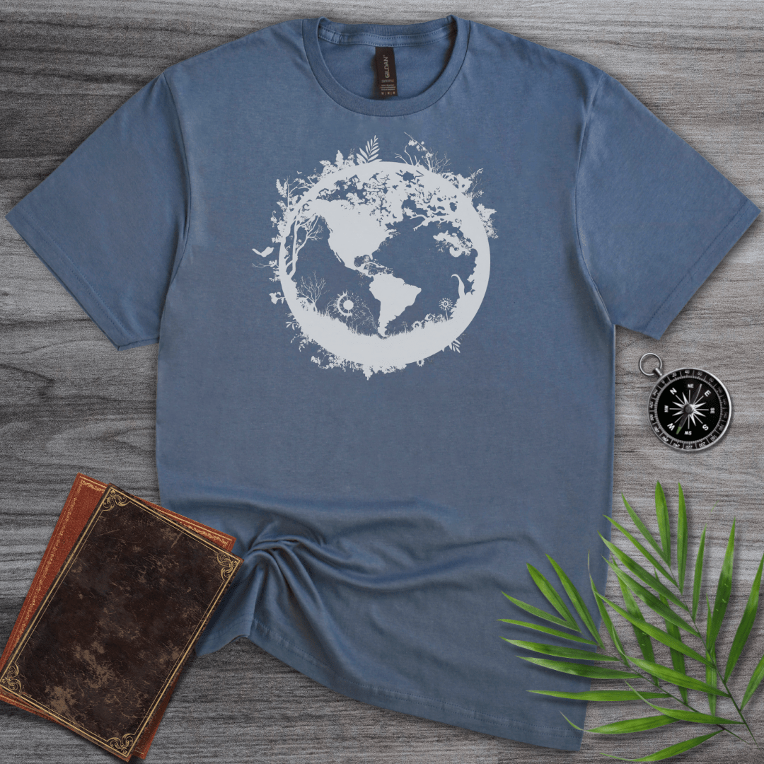 T-Shirt Heather Indigo / S Minimalist Black and White Earth Graphic T-Shirt