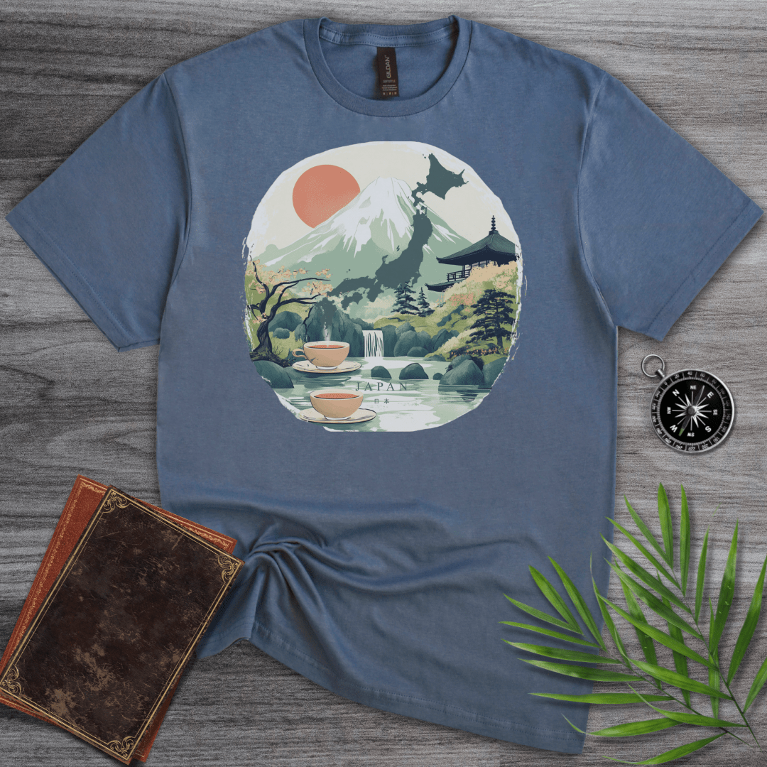 T-Shirt Heather Indigo / S Mount Fuji Japan Map Graphic T-Shirt