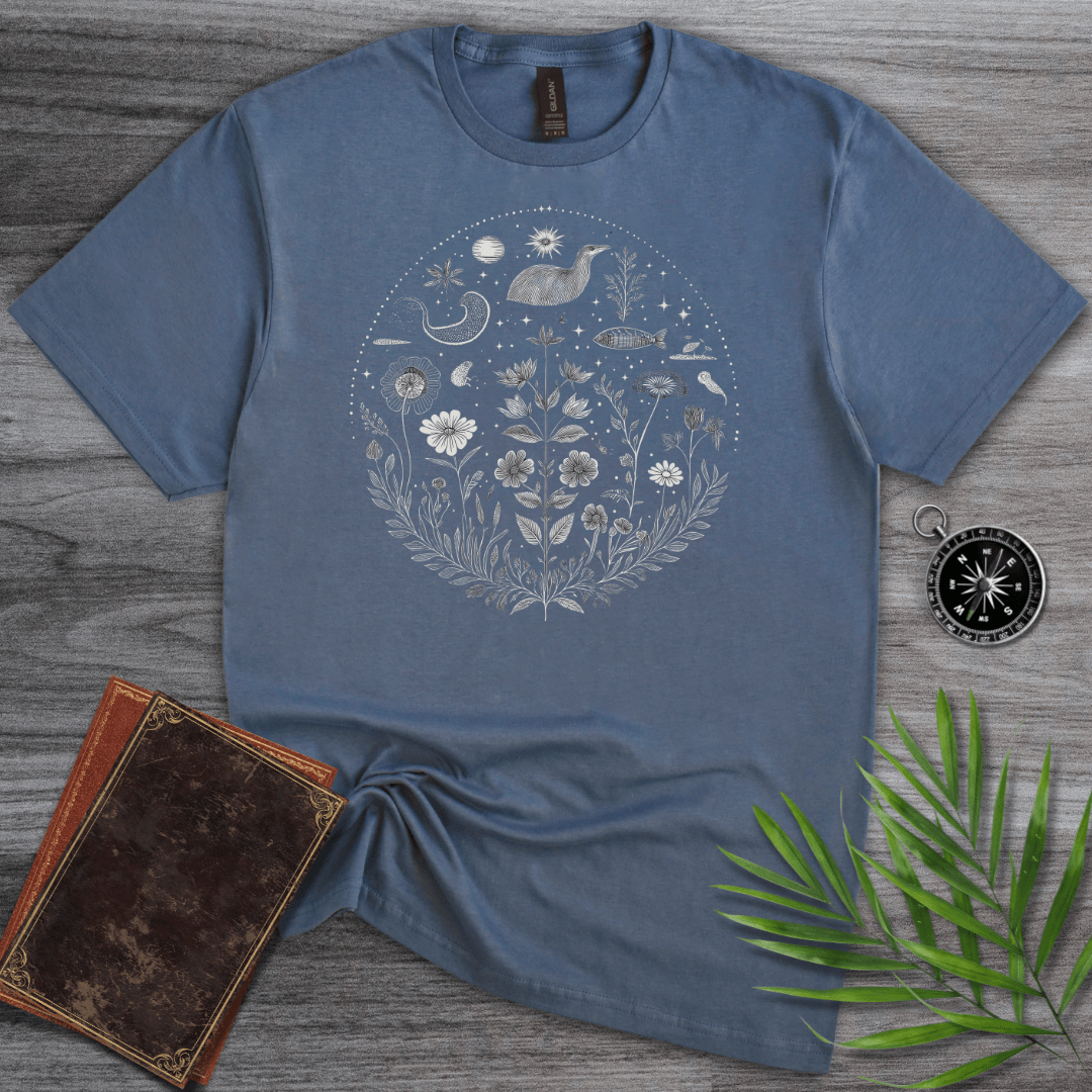 T-Shirt Heather Indigo / S Natural Biology: Environment Line Art Graphic T-Shirt