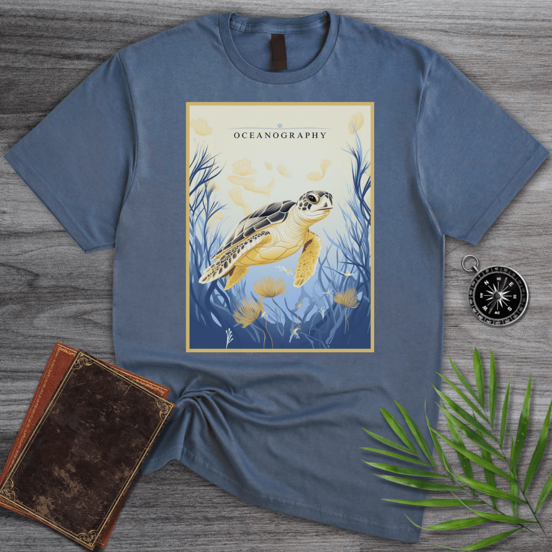 T-Shirt Heather Indigo / S Oceanography: Marine Biology Sea Turtle T-Shirt