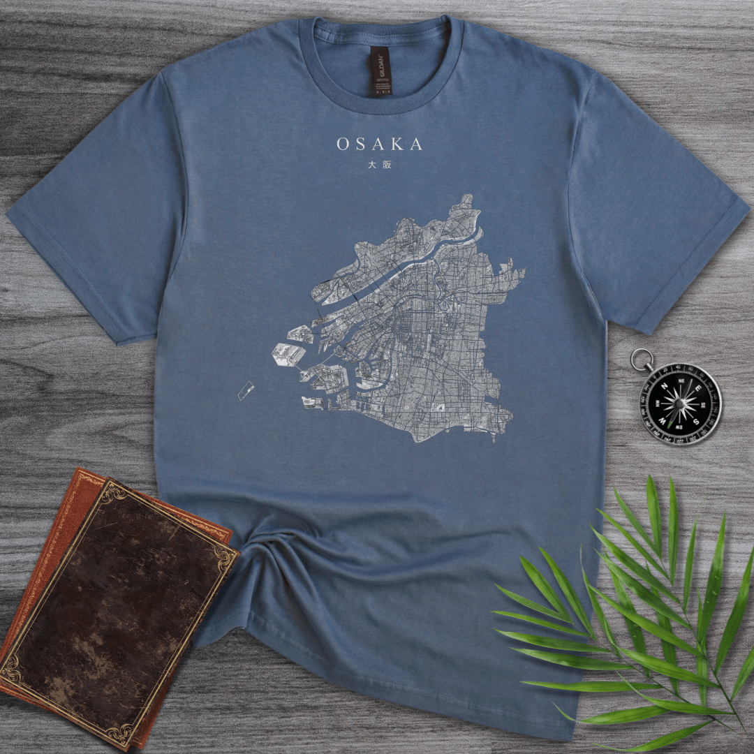 T-Shirt Heather Indigo / S Osaka, Japan Map T-Shirt