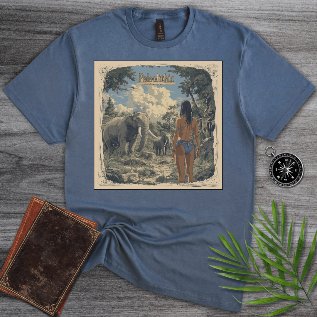 T-Shirt Heather Indigo / S Paleolithic Legends, Prehistoric Living T-Shirt