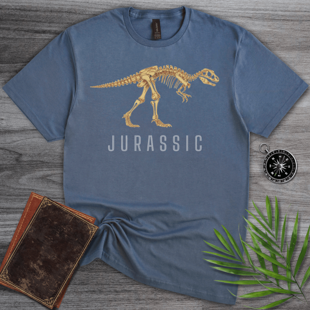 T-Shirt Heather Indigo / S Paleontology Dinosaur Skeleton, Jurassic Era T-Shirt