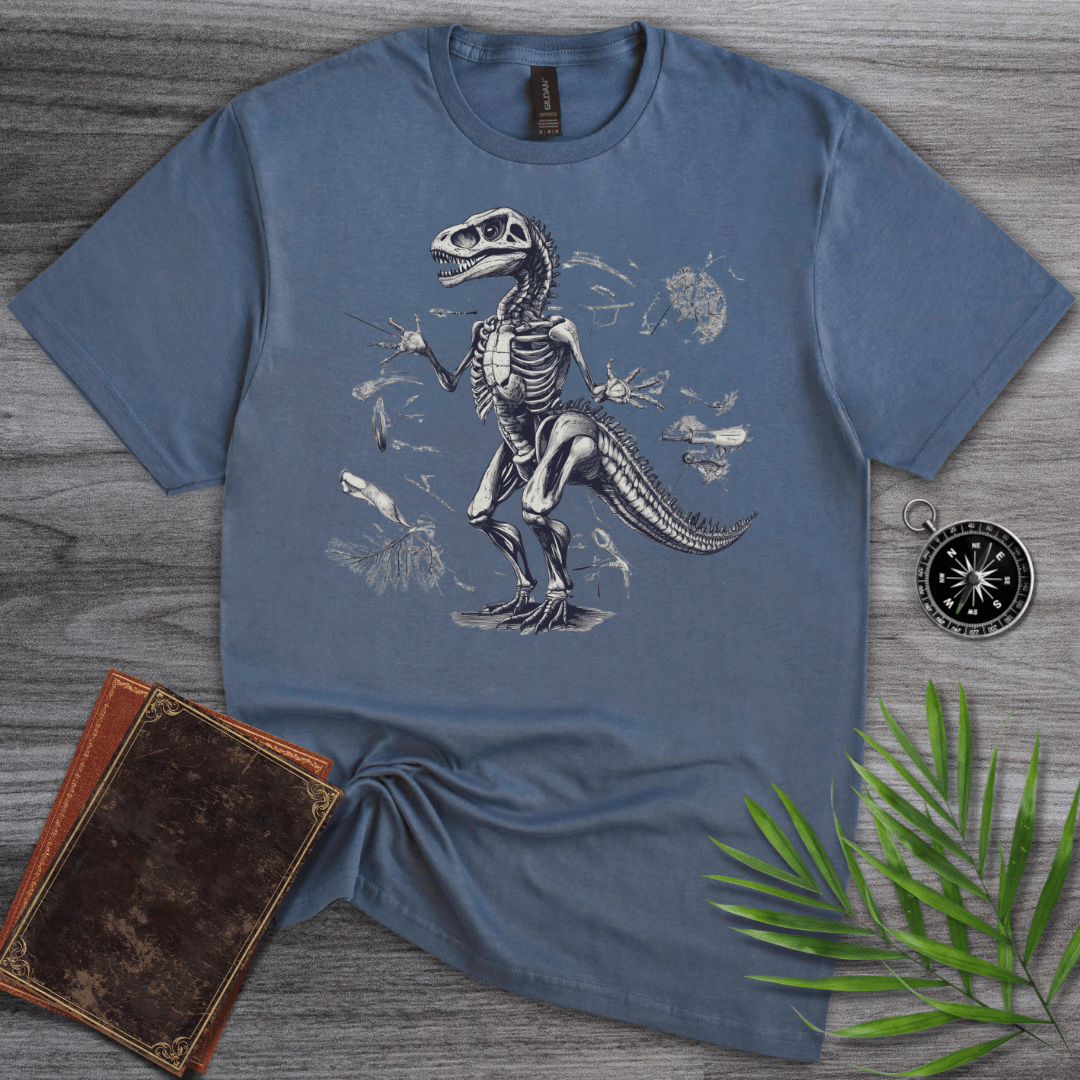 T-Shirt Heather Indigo / S Paleontology Dinosaur Skeleton T-Shirt