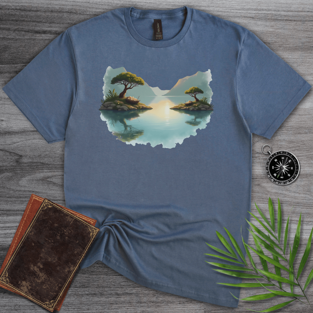 T-Shirt Heather Indigo / S Prehistoric Island & Lake Environment T-Shirt