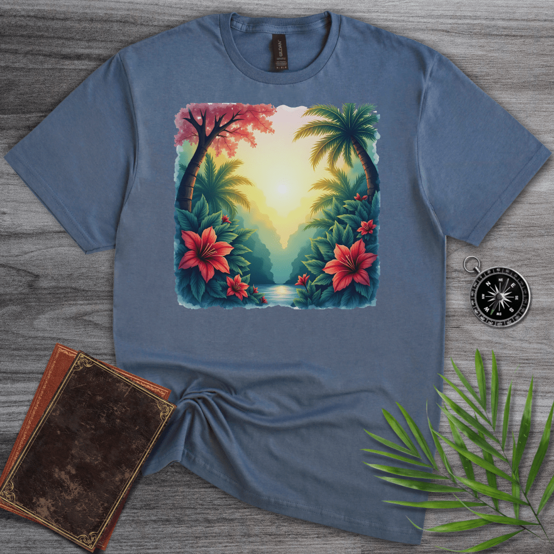 T-Shirt Heather Indigo / S Prehistoric Paleo Flower Environment T-Shirt