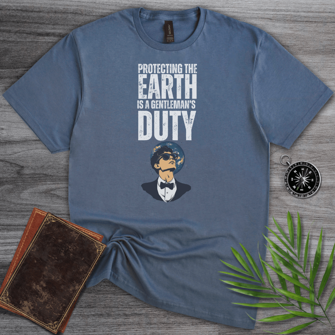 T-Shirt Heather Indigo / S Protecting The Earth Is A Gentleman's Duty! Graphic T-Shirt