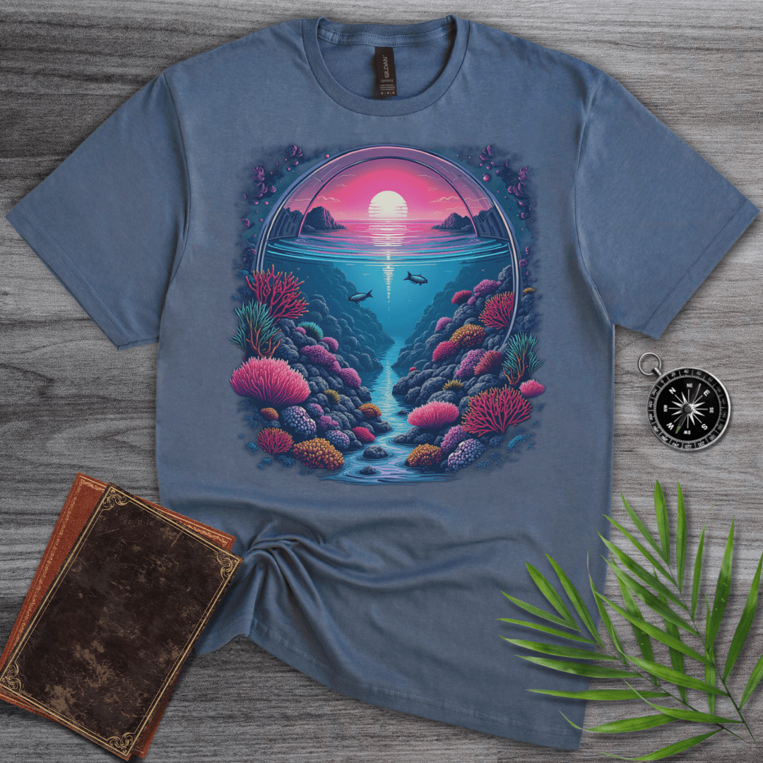 T-Shirt Heather Indigo / S Retro Coral Ocean Environment T-Shirt