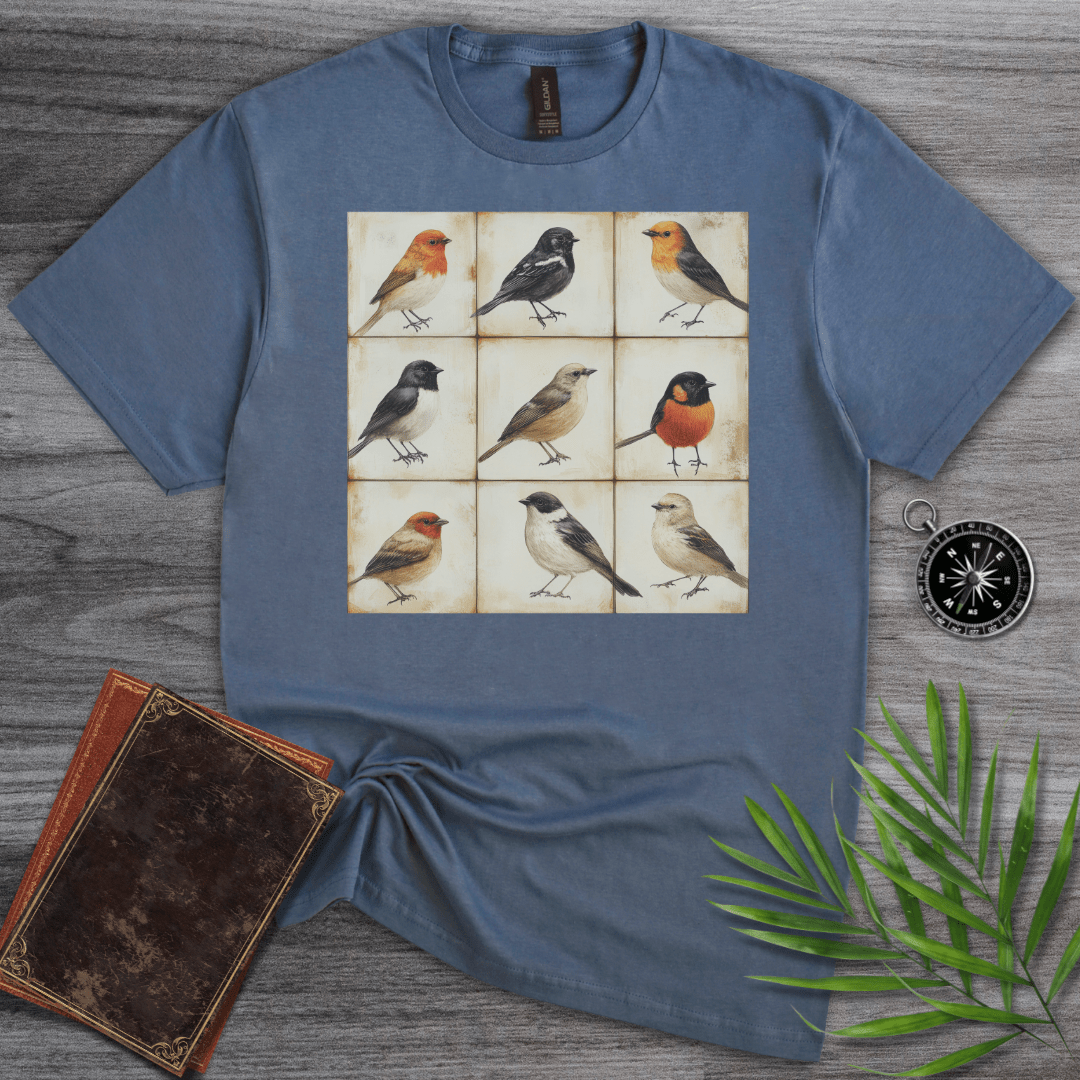 T-Shirt Heather Indigo / S Simple Bird Species Grid T-Shirt