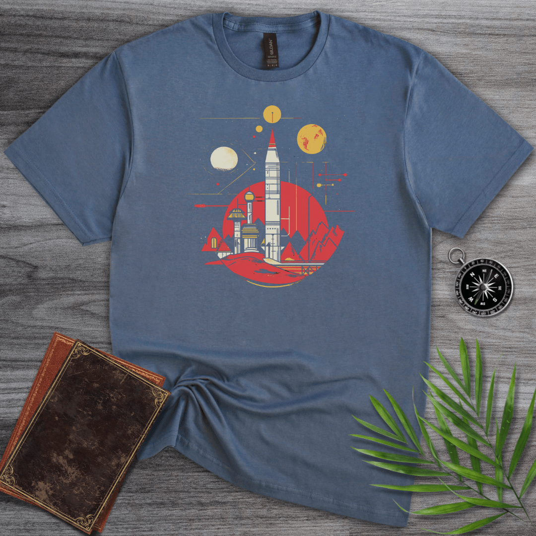 T-Shirt Heather Indigo / S Space Rocket Graphic T-Shirt