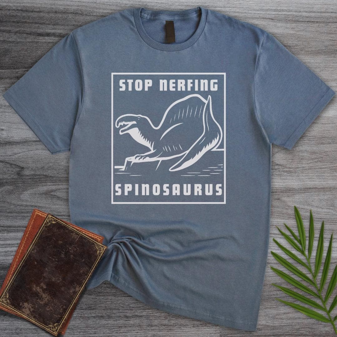 T-Shirt Heather Indigo / S Stop Nerfing Spinosaurus T-Shirt