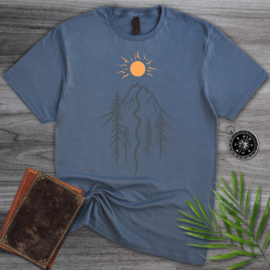 T-Shirt Heather Indigo / S Sunrise Over Mountain Trail T-Shirt
