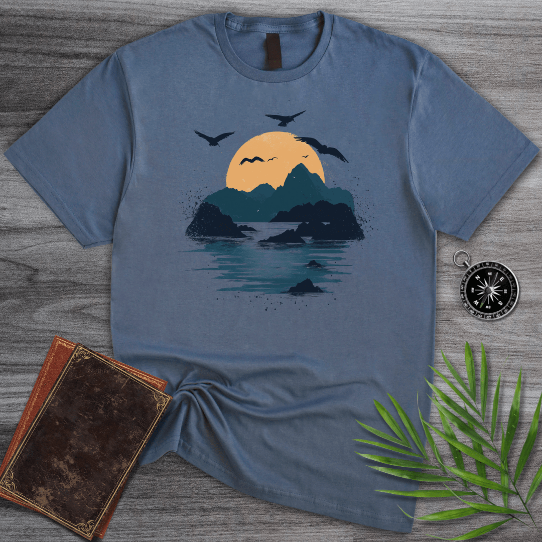 T-Shirt Heather Indigo / S Sunset Coastal Shores Graphic T-Shirt