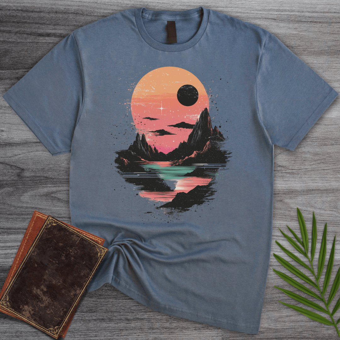 T-Shirt Heather Indigo / S Sunset Over Peaks T-Shirt