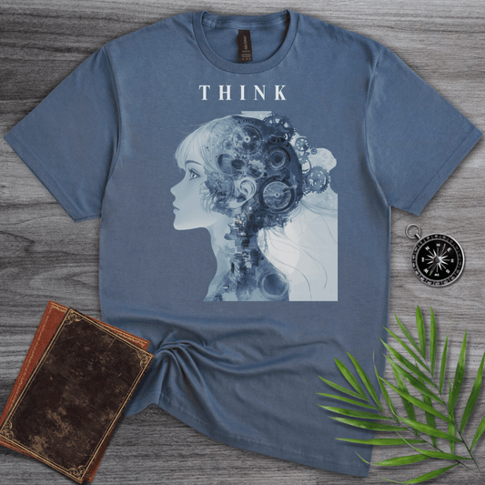 T-Shirt Heather Indigo / S Think with Gears Graphic T-Shirt