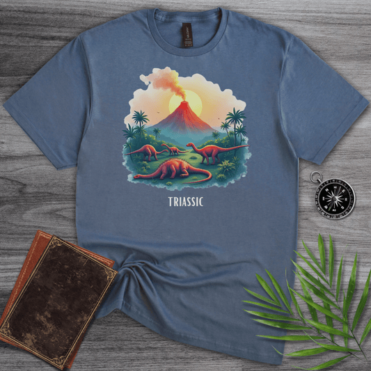 T-Shirt Heather Indigo / S Triassic Volcano Environment Graphic T-Shirt