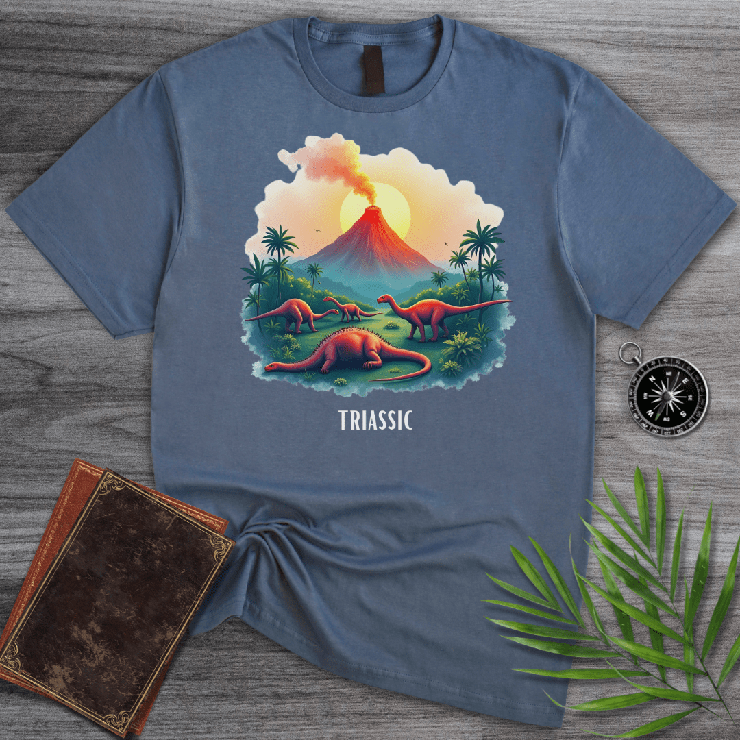 T-Shirt Heather Indigo / S Triassic Volcano Environment Graphic T-Shirt