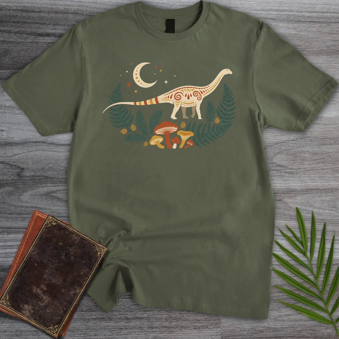 T-Shirt Military Green / M Folk Moon Diplodocus T-Shirt
