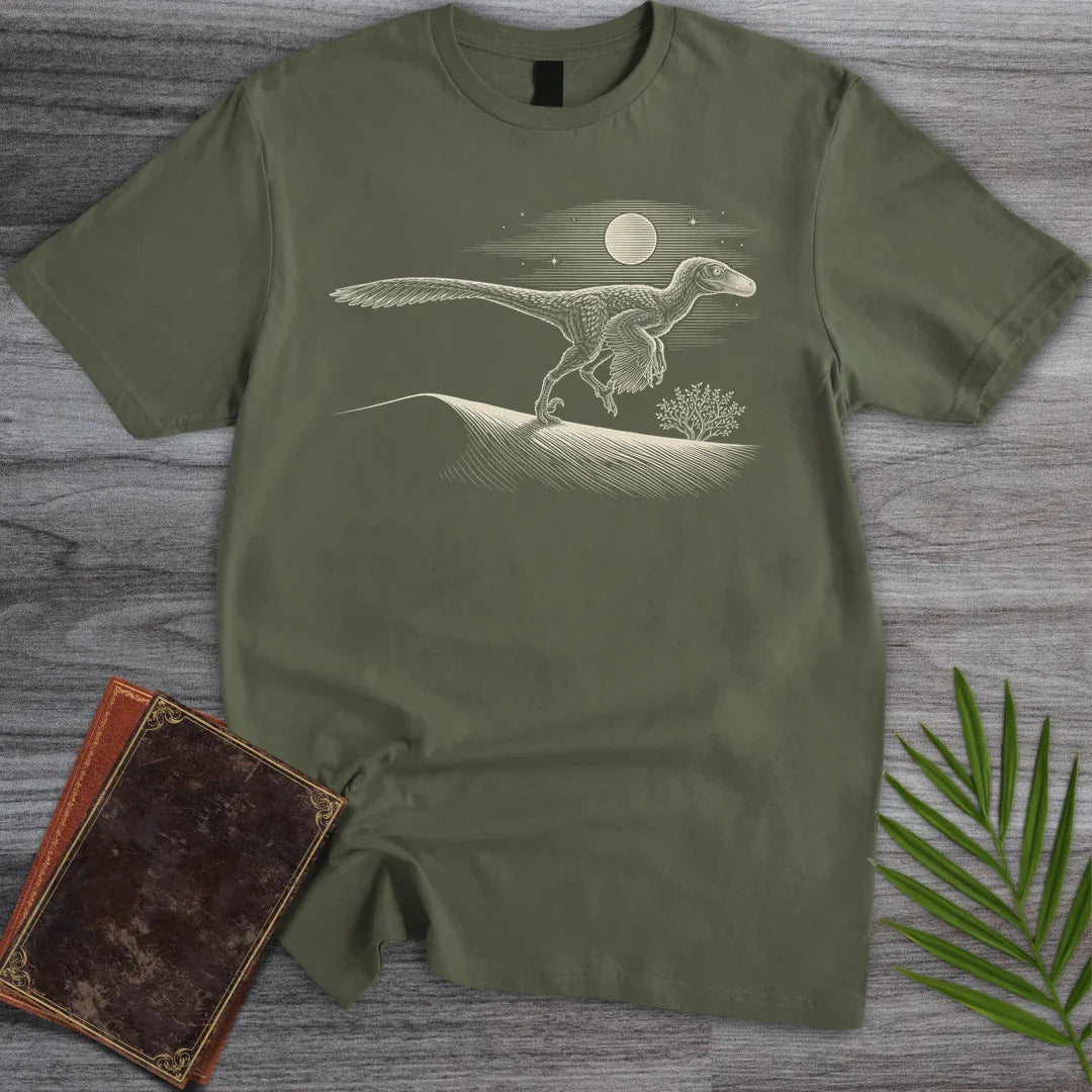 T-Shirt Military Green / M Moonlit Velociraptor T-Shirt