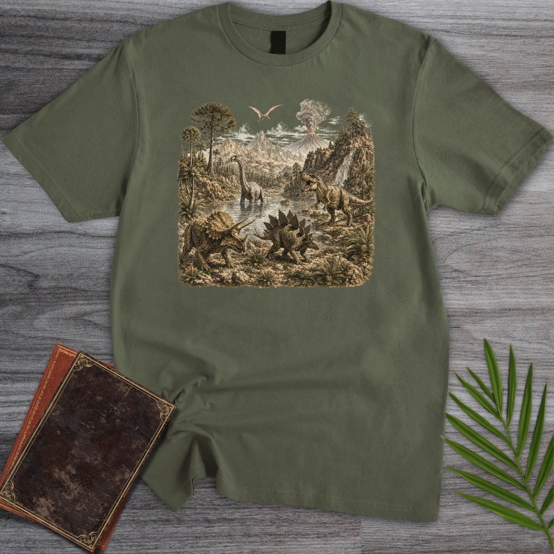 T-Shirt Military Green / S 80's Dinosaur Textbook T-Shirt