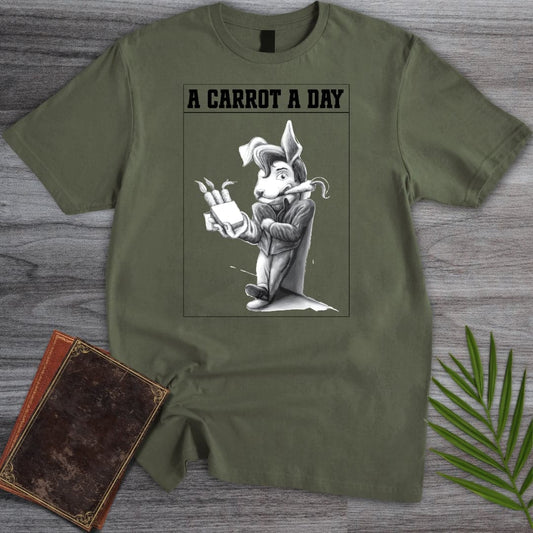 T-Shirt Military Green / S A Carrot A Day Rabbit T-Shirt (Doobie)