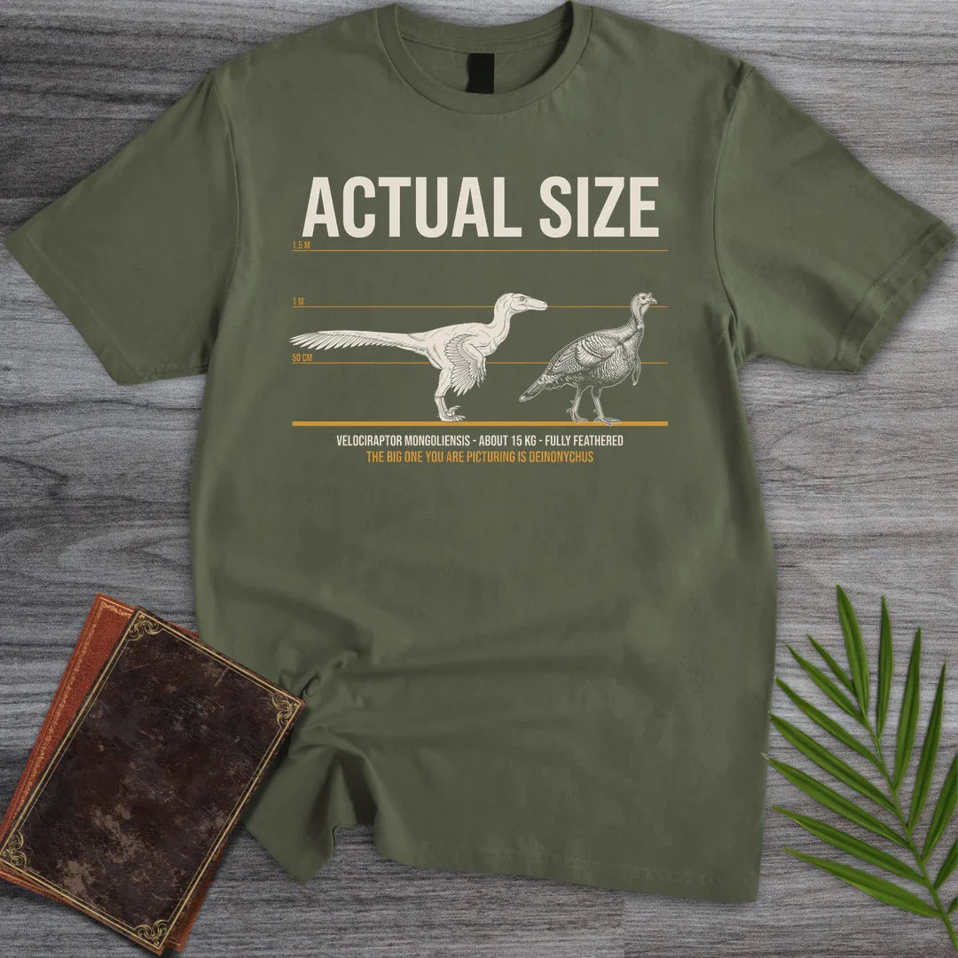 T-Shirt Military Green / S Actual Size Velociraptor T-Shirt