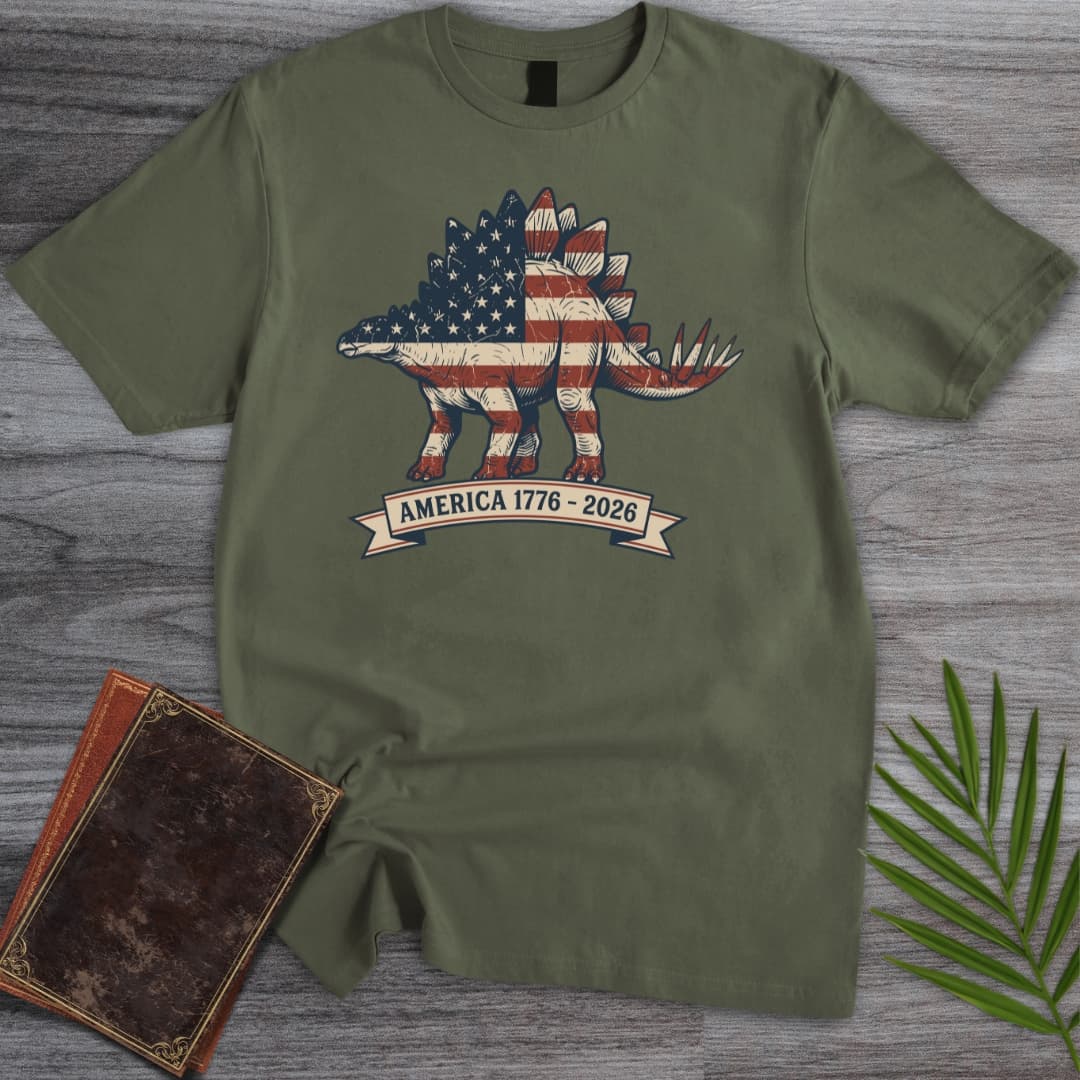 T-Shirt Military Green / S Americas 250th Heritage Plate Stegosaurus T-Shirt