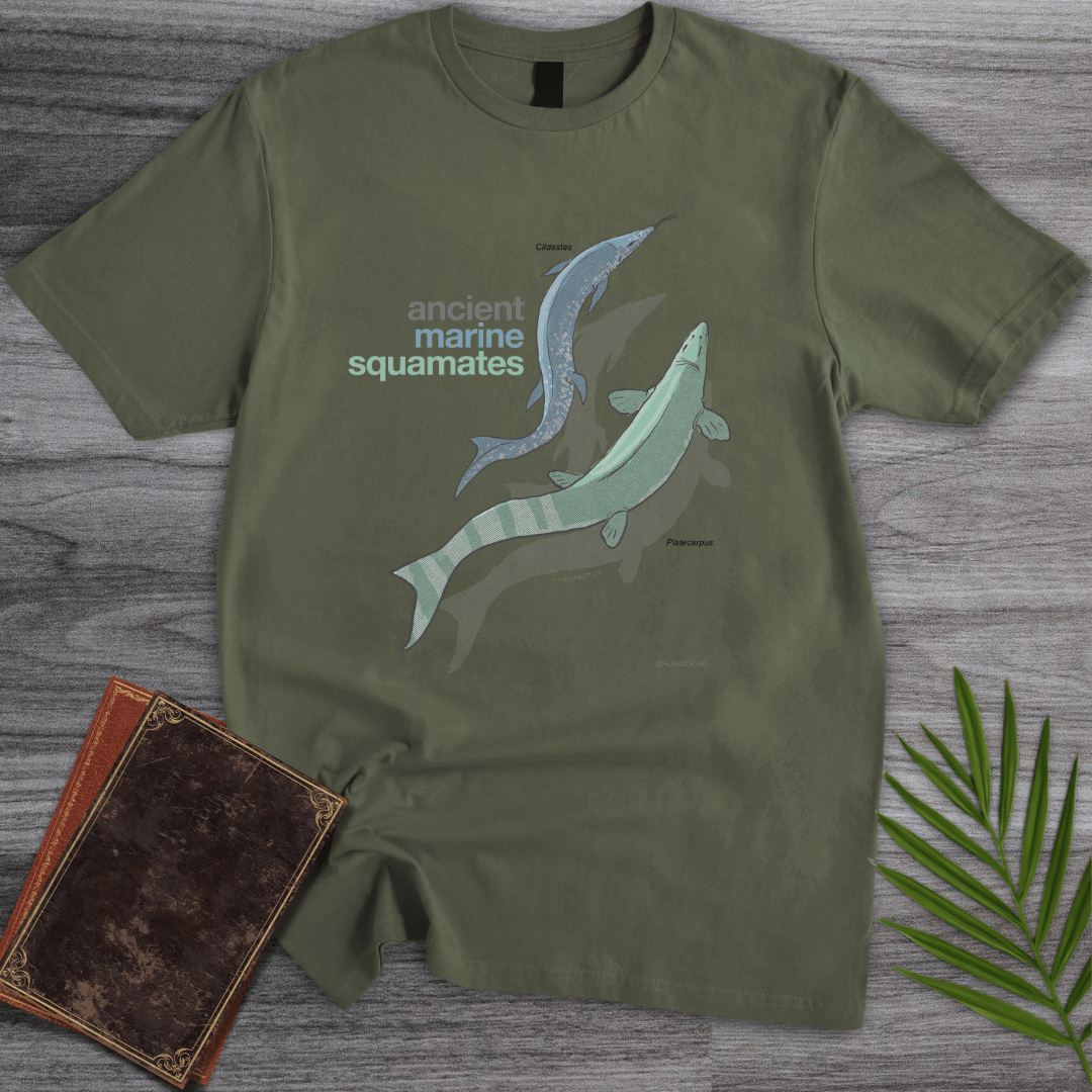 T-Shirt Military Green / S Ancient Marine Squamates T-Shirt (palaeoden_art)