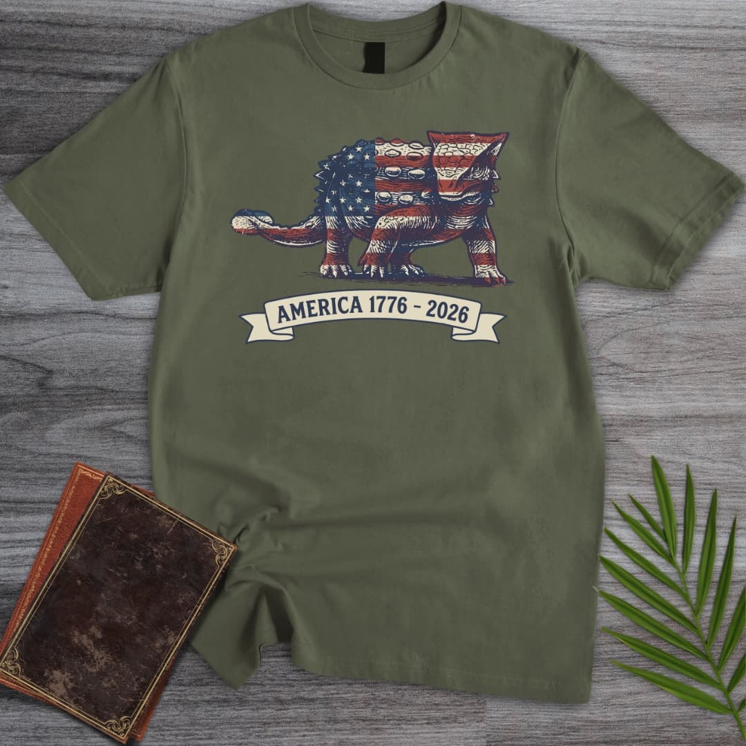T-Shirt Military Green / S Armored Dinosaur Americas 250th T-Shirt