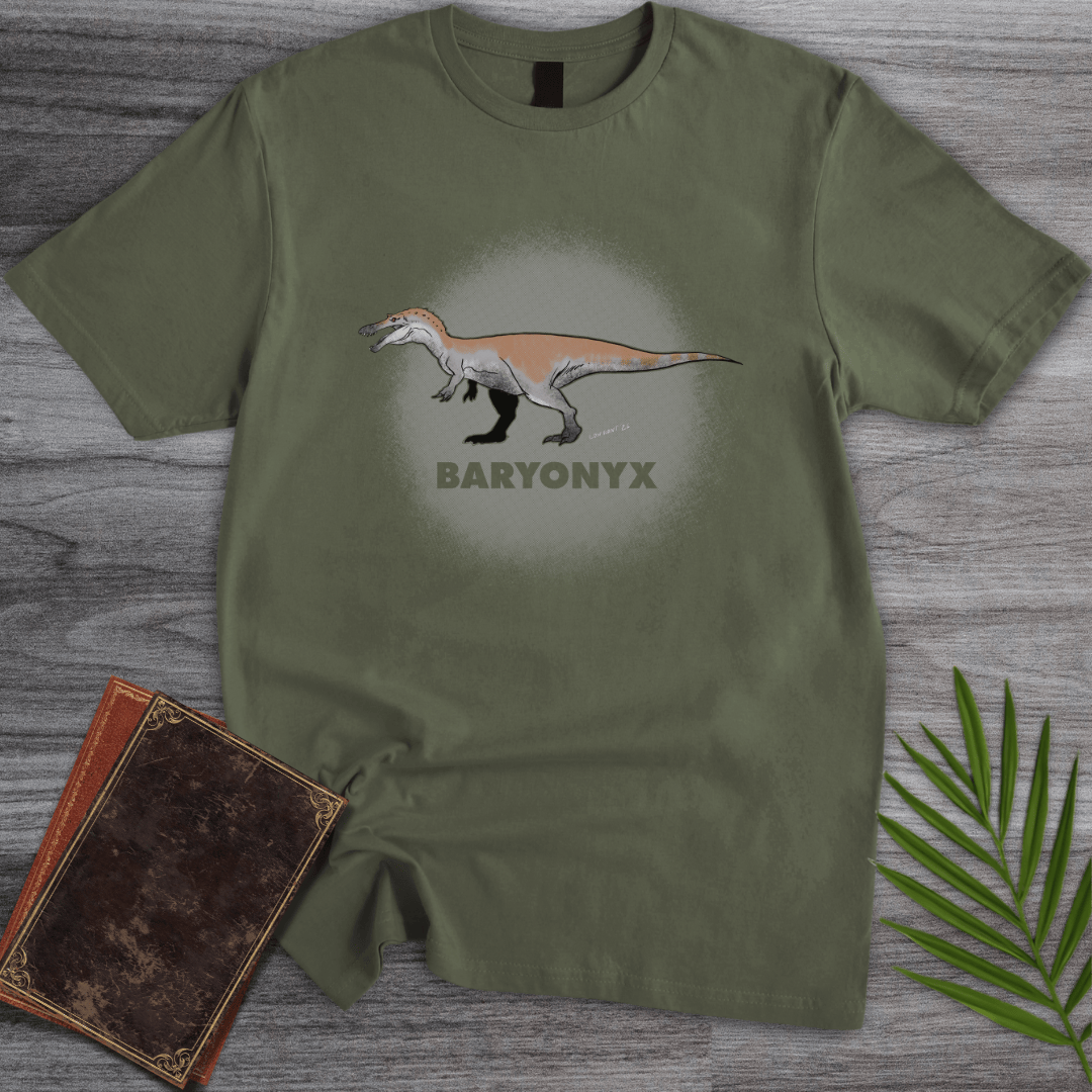 T-Shirt Military Green / S Baryonyx River Hunter T-Shirt (palaeoden_art)