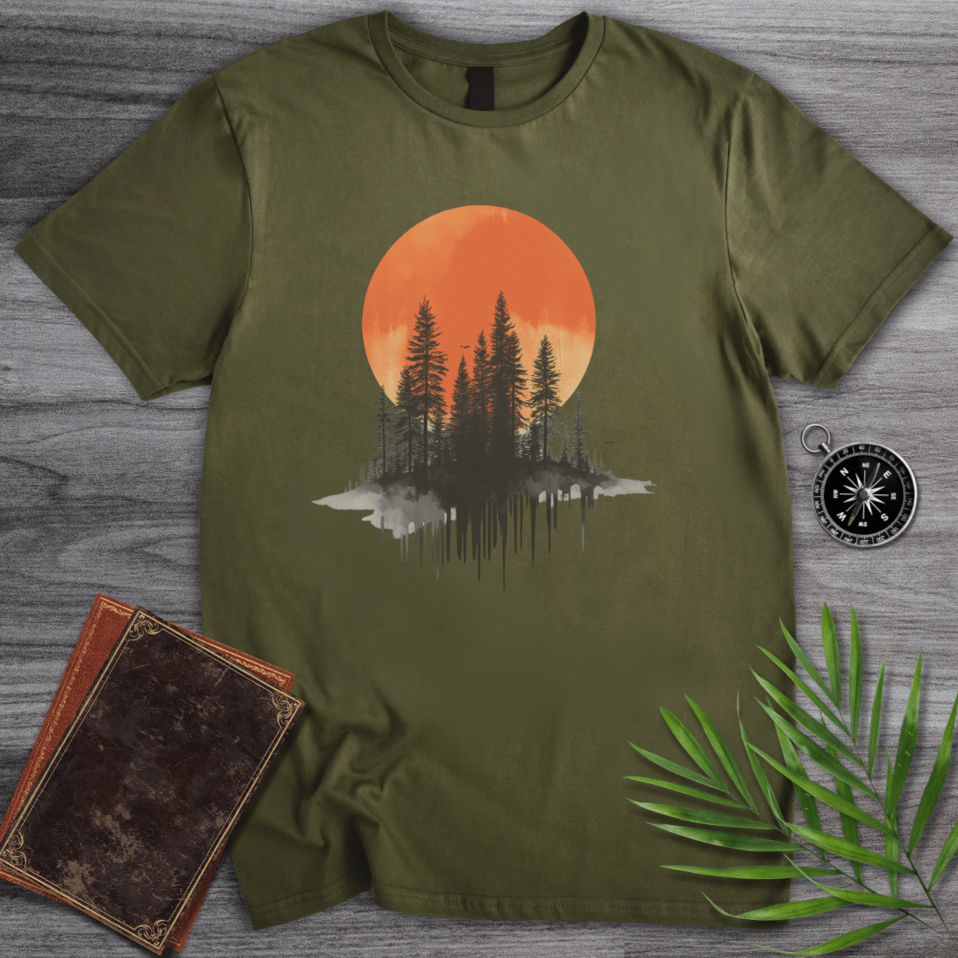 T-Shirt Military Green / S Blood Moon Forest Graphic T-Shirt