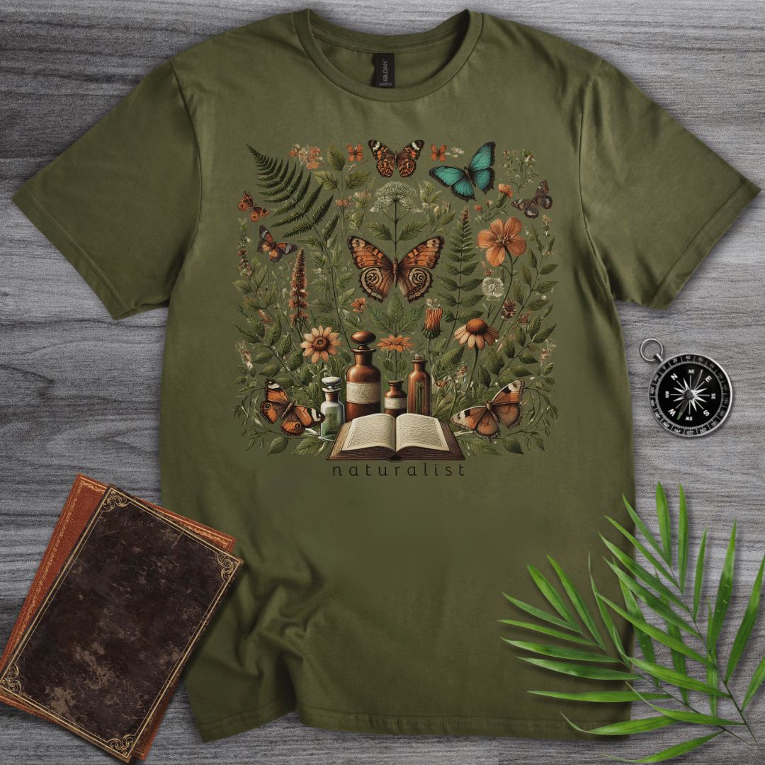 T-Shirt Military Green / S Botanical Harmony: Naturalist Graphic T-Shirt