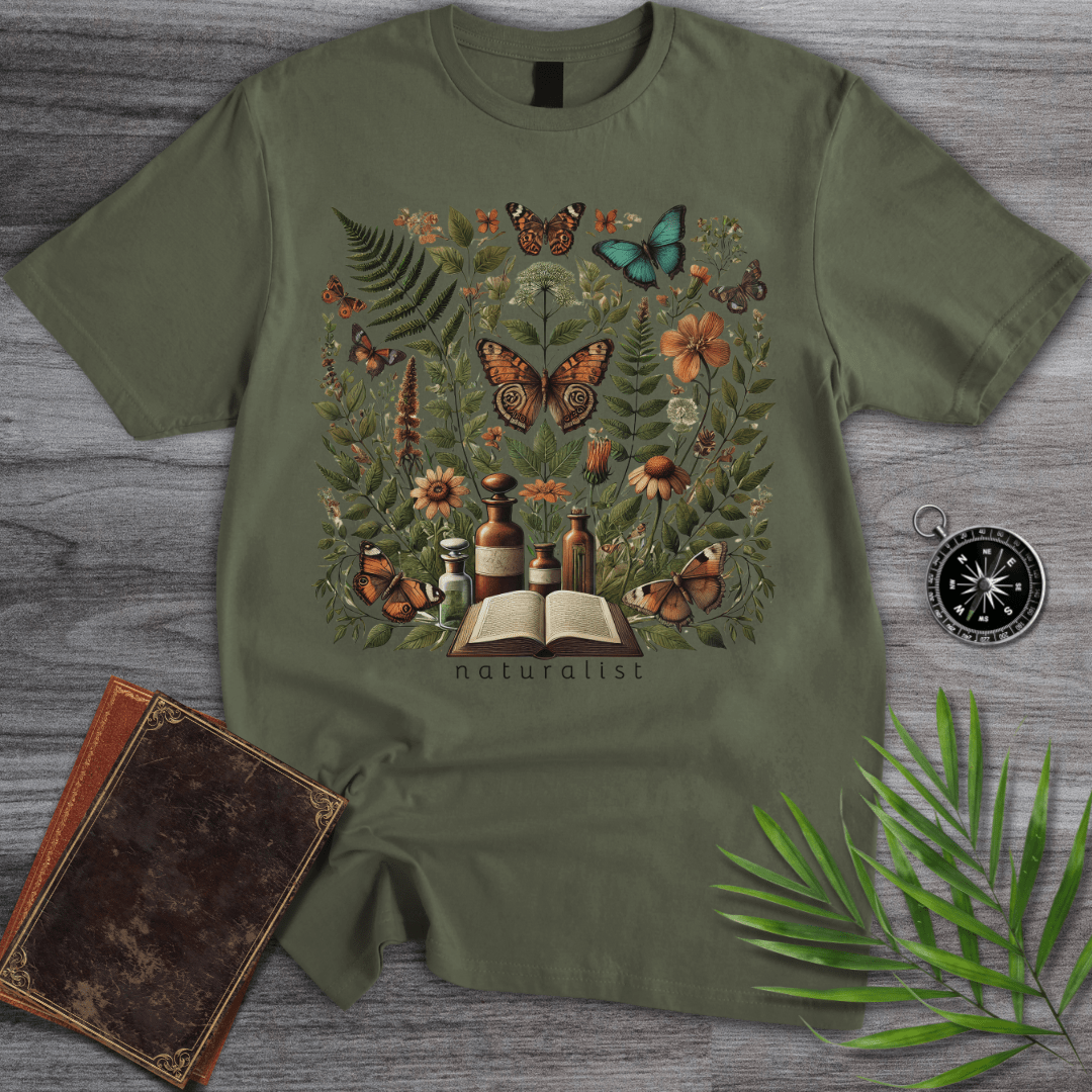 T-Shirt Military Green / S Botanical Harmony: Naturalist Graphic T-Shirt