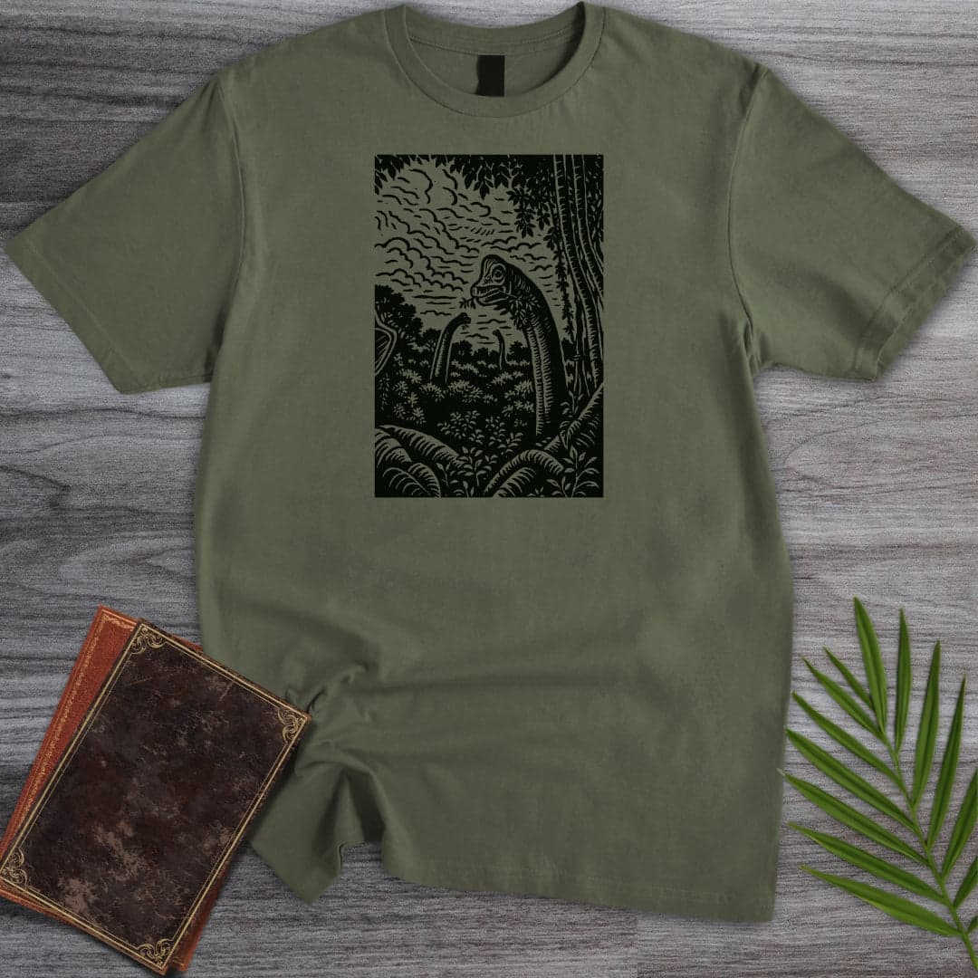 T-Shirt Military Green / S Brachiosaurus Above the Leaves T-Shirt