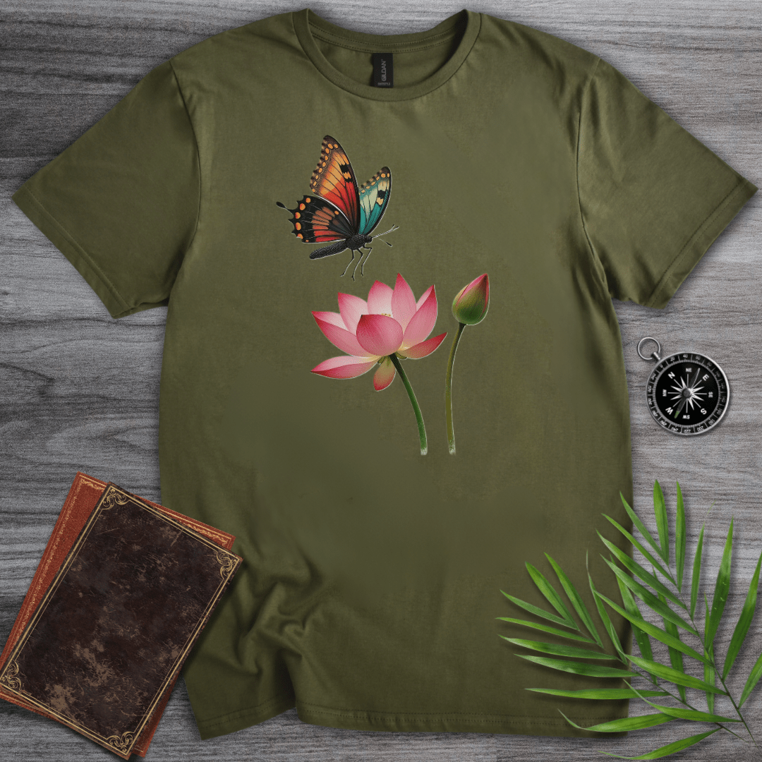 T-Shirt Military Green / S Butterfly Blooms T-Shirt