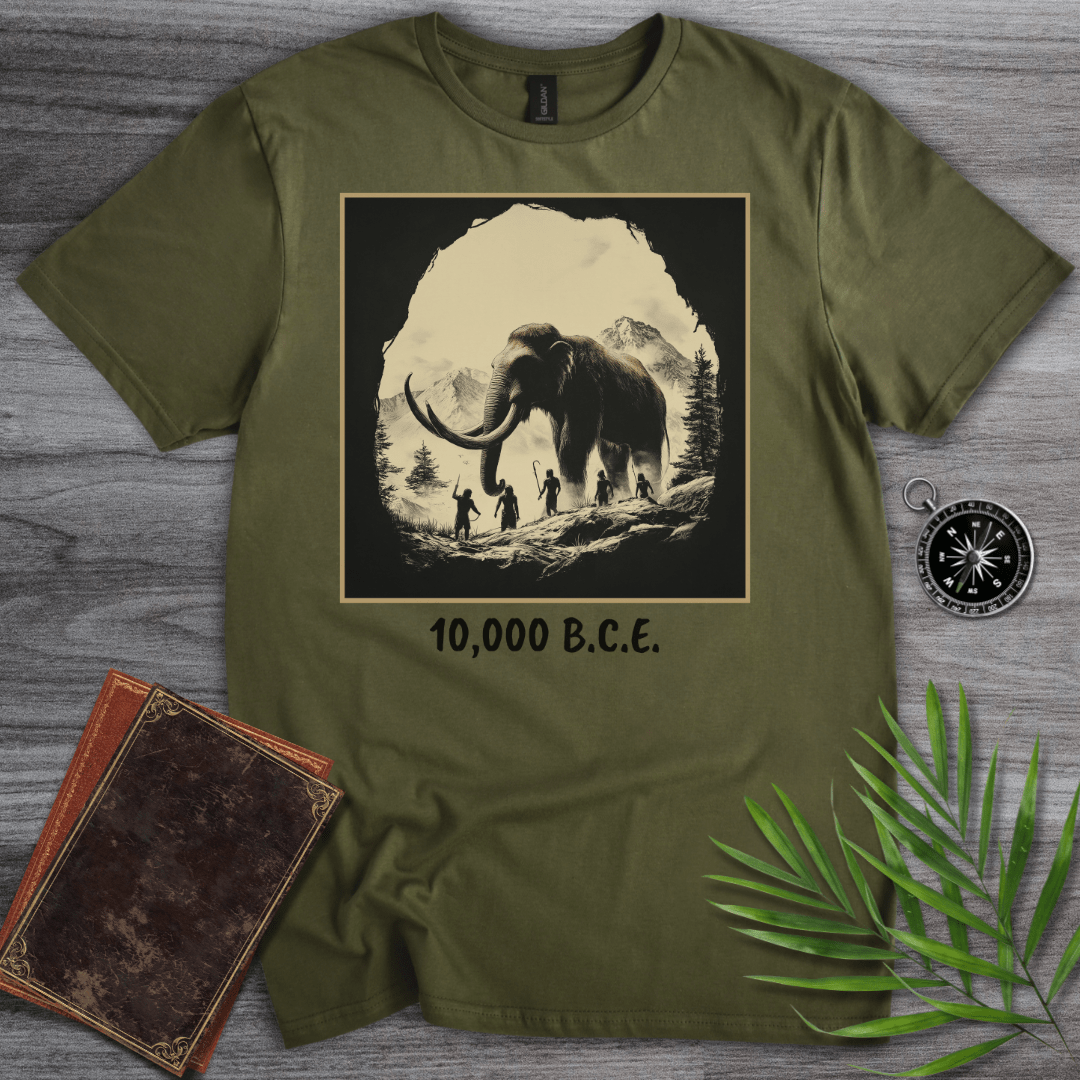 T-Shirt Military Green / S Caveman Mammoth 10,000 B.C.E. T-Shirt