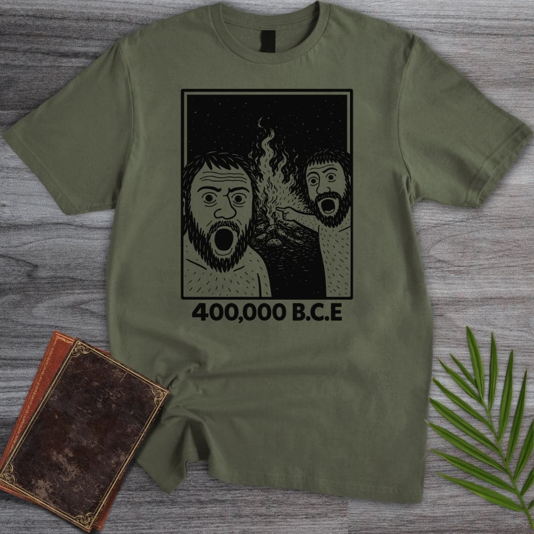 T-Shirt Military Green / S Cavemen Discover Fire T-Shirt