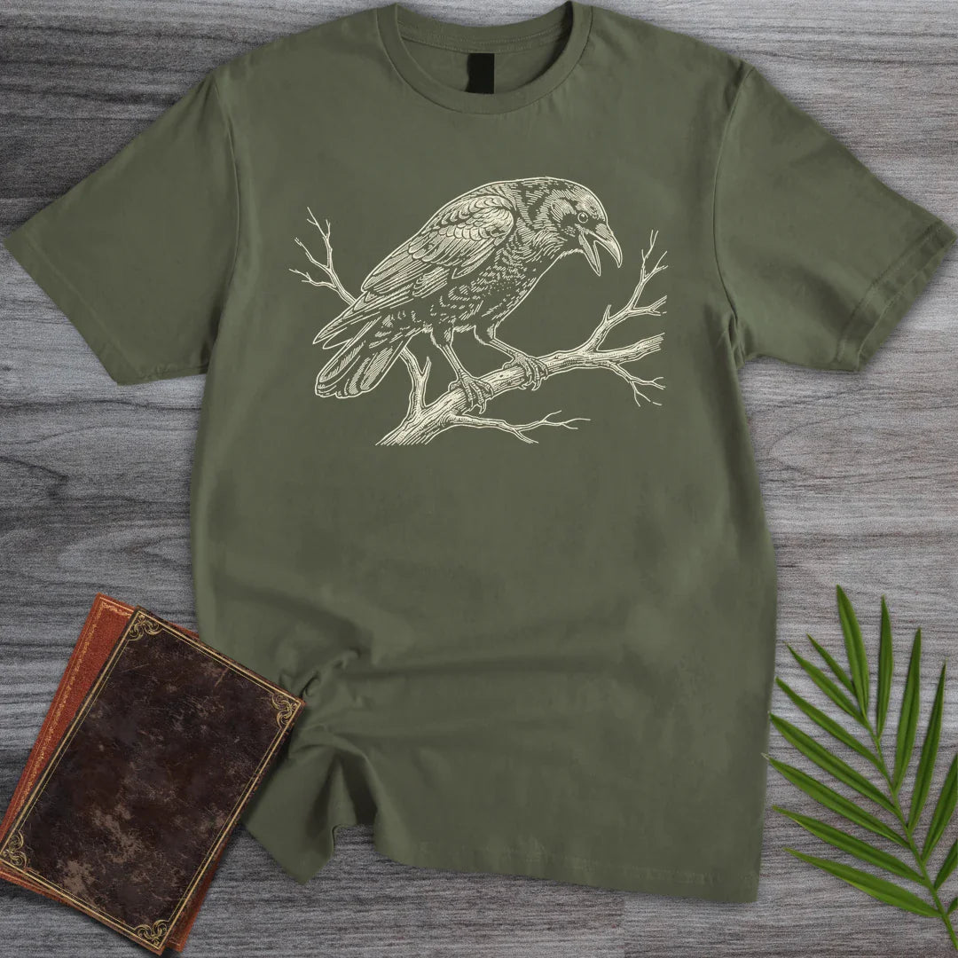 T-Shirt Military Green / S Cawing American Crow T-Shirt