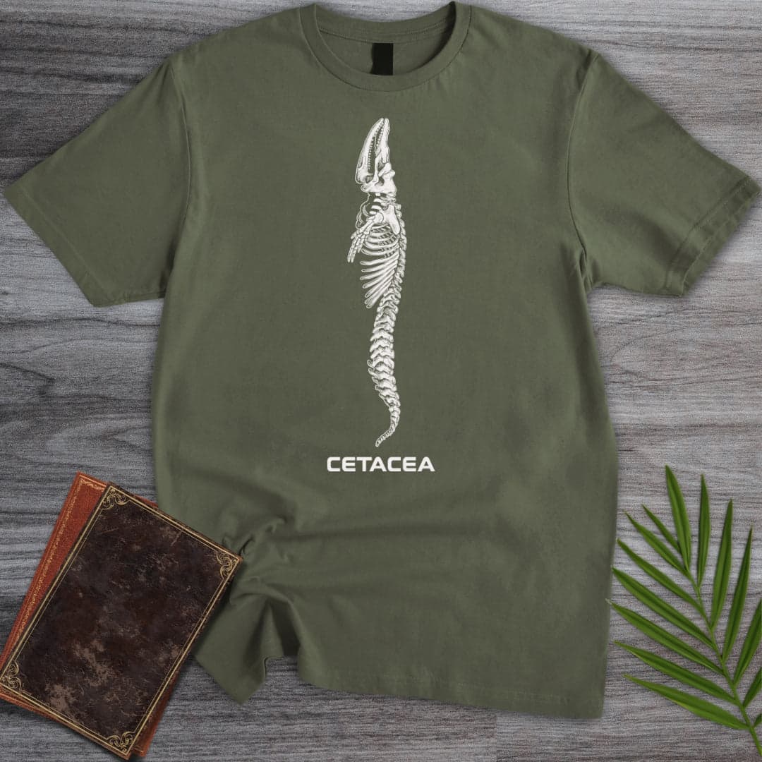 T-Shirt Military Green / S Cetacea Whale Skeleton T-Shirt