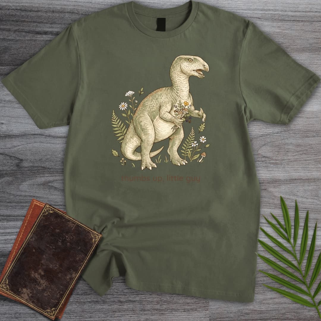 T-Shirt Military Green / S Cheerful Iguanodon T-Shirt